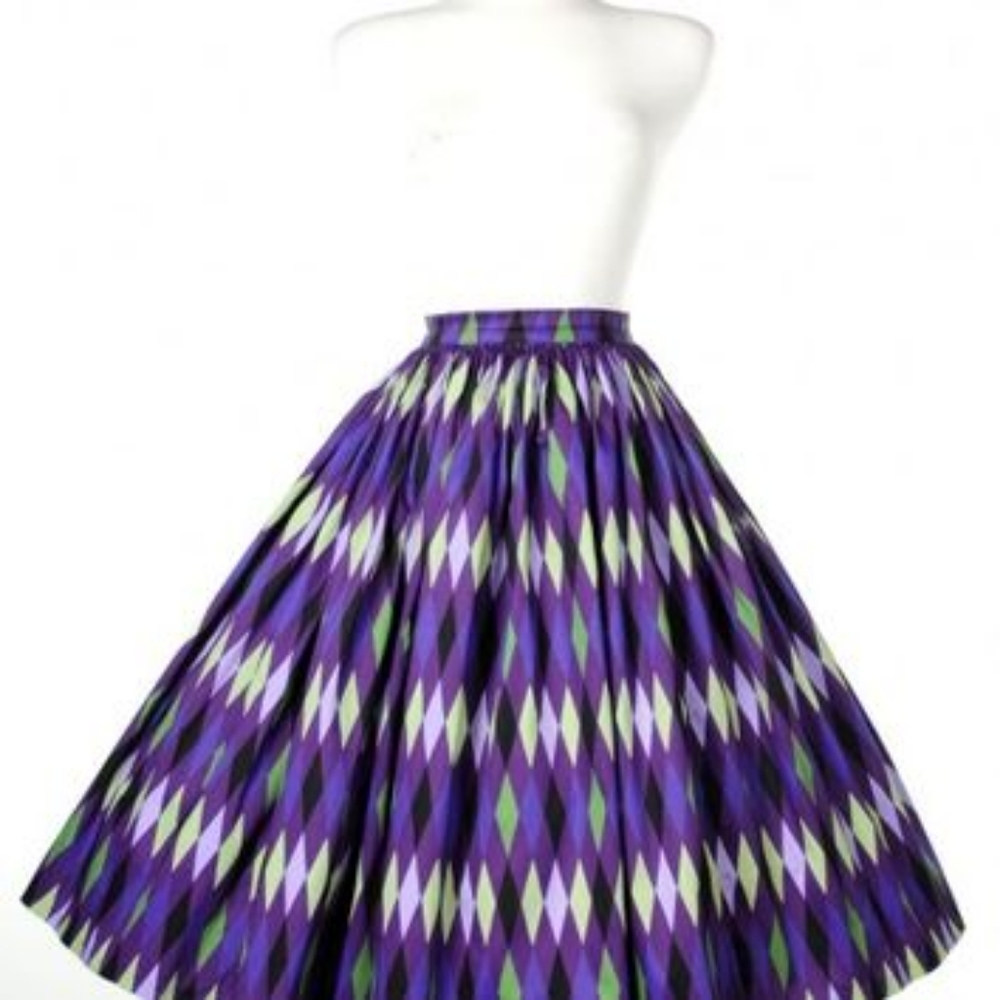 XS Pinup Couture Purple Harlequin Jenny skirt 1st - Picture 3 of 5